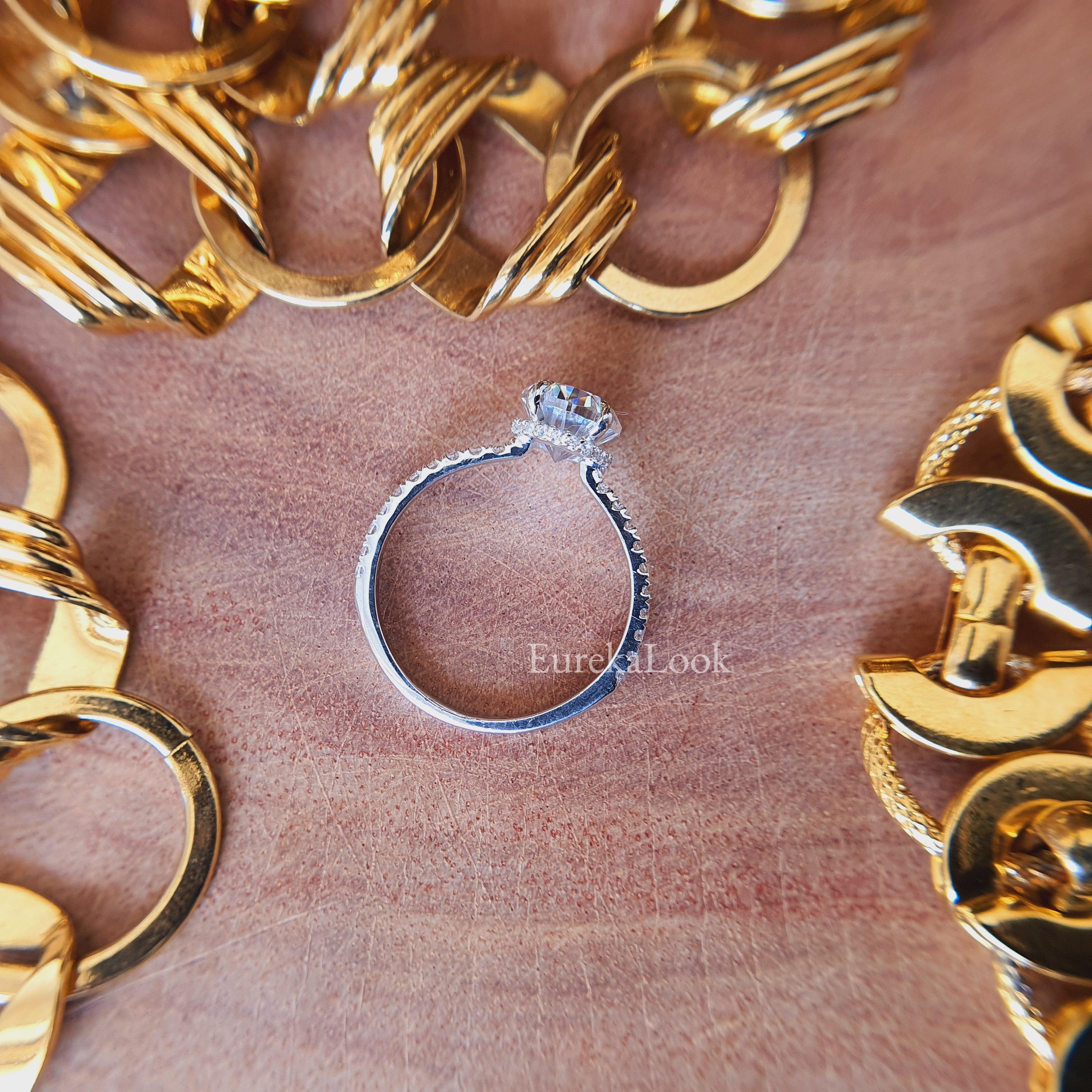 Half Eternity Oval Cut Moissanite Engagement Ring - Eurekalook