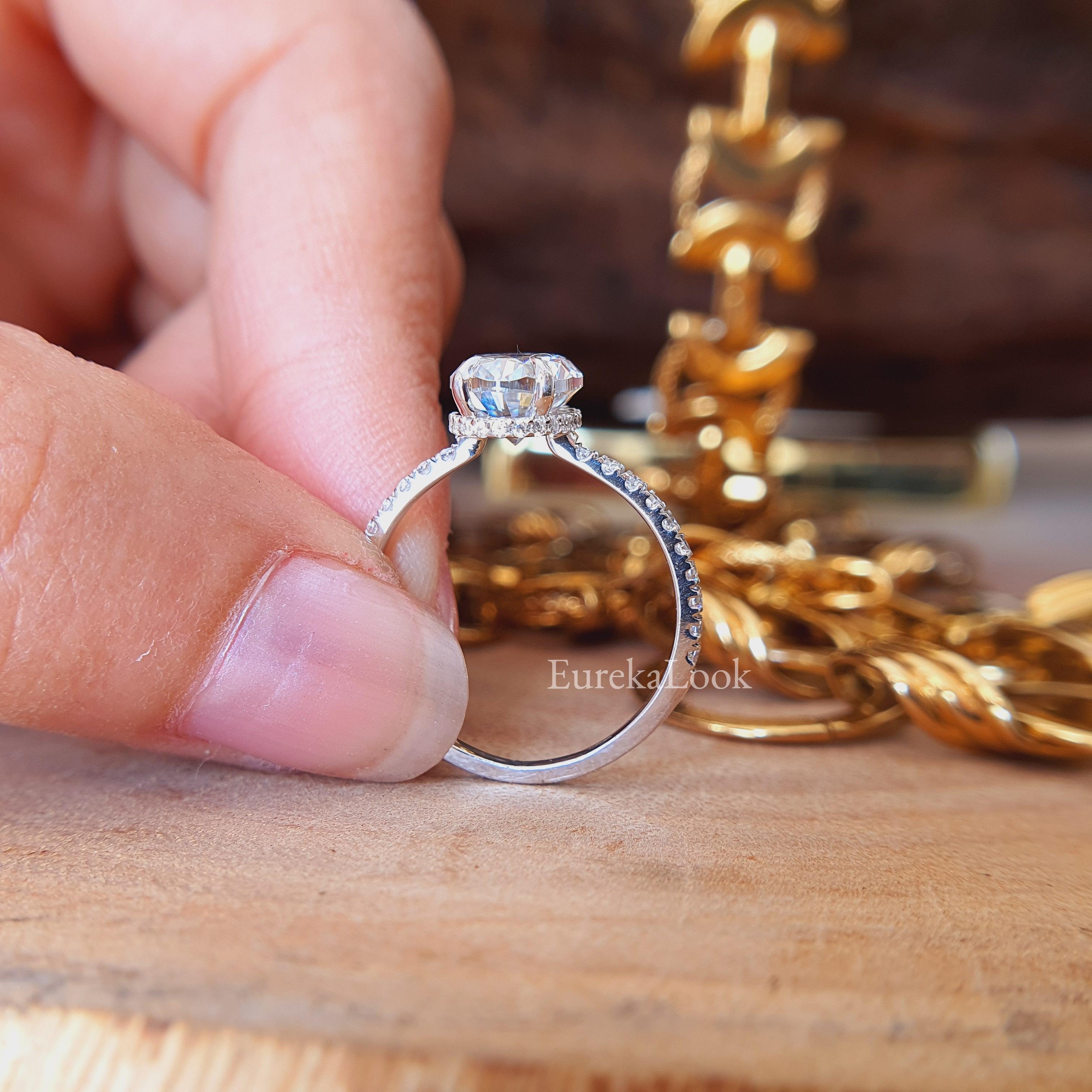 Half Eternity Oval Cut Moissanite Engagement Ring - Eurekalook