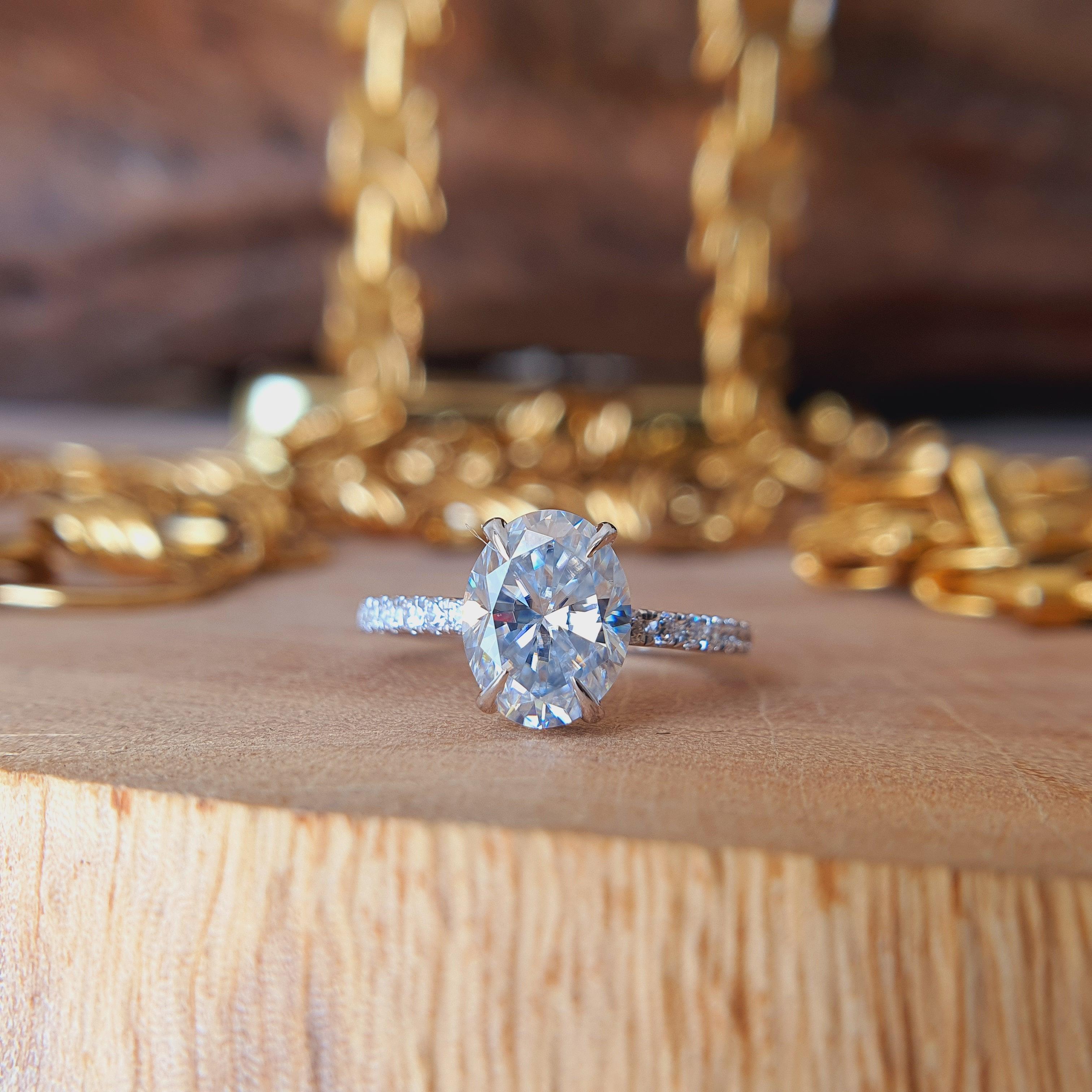 Half Eternity Oval Cut Moissanite Engagement Ring - Eurekalook