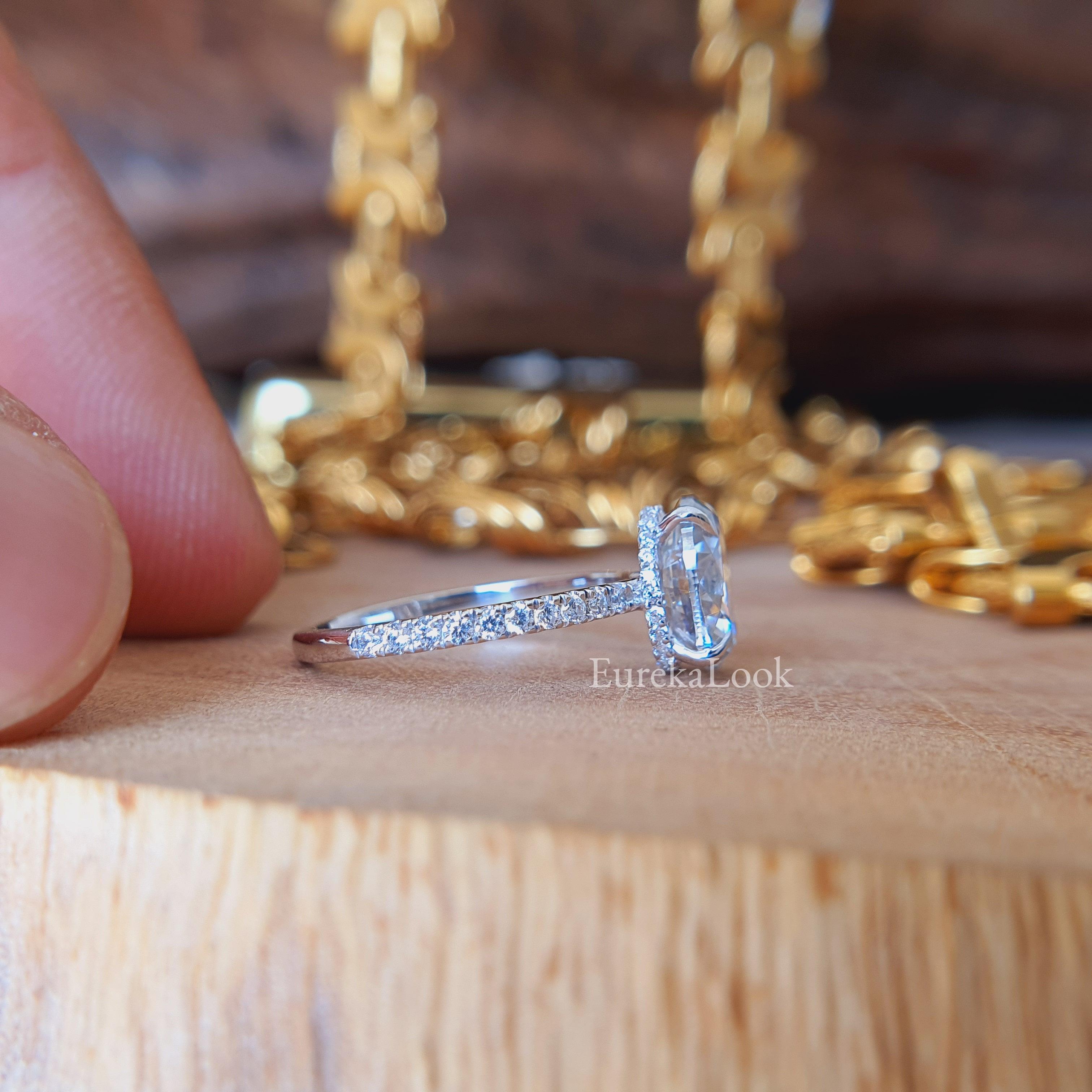 Half Eternity Oval Cut Moissanite Engagement Ring - Eurekalook