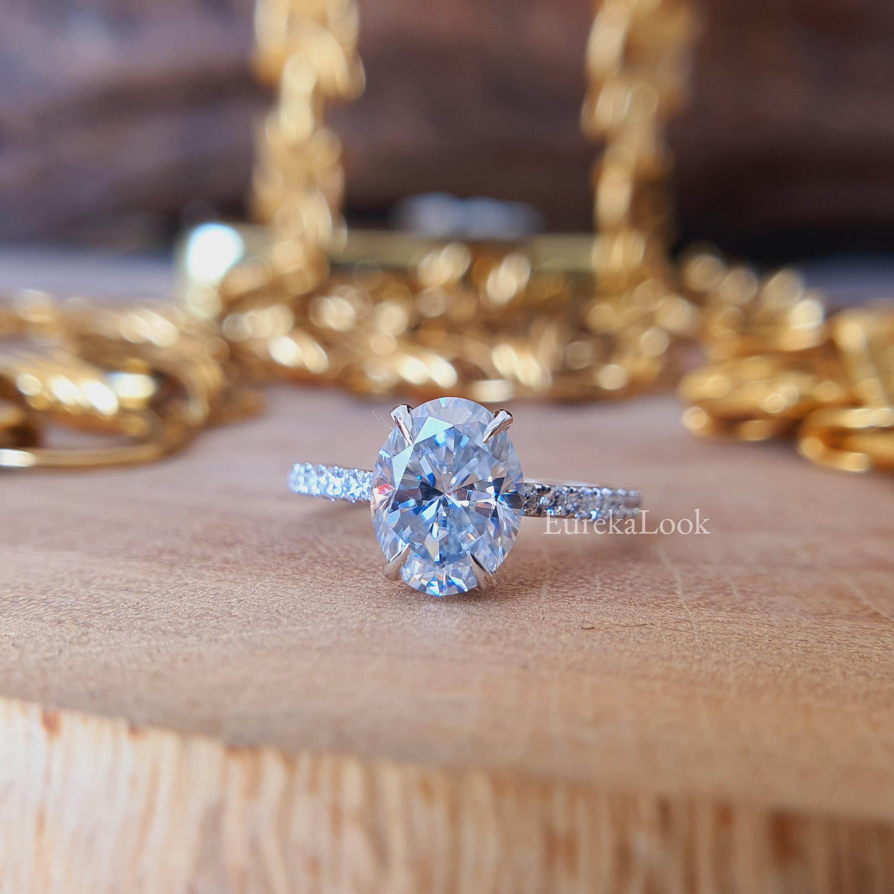 Half Eternity Oval Cut Moissanite Engagement Ring - Eurekalook