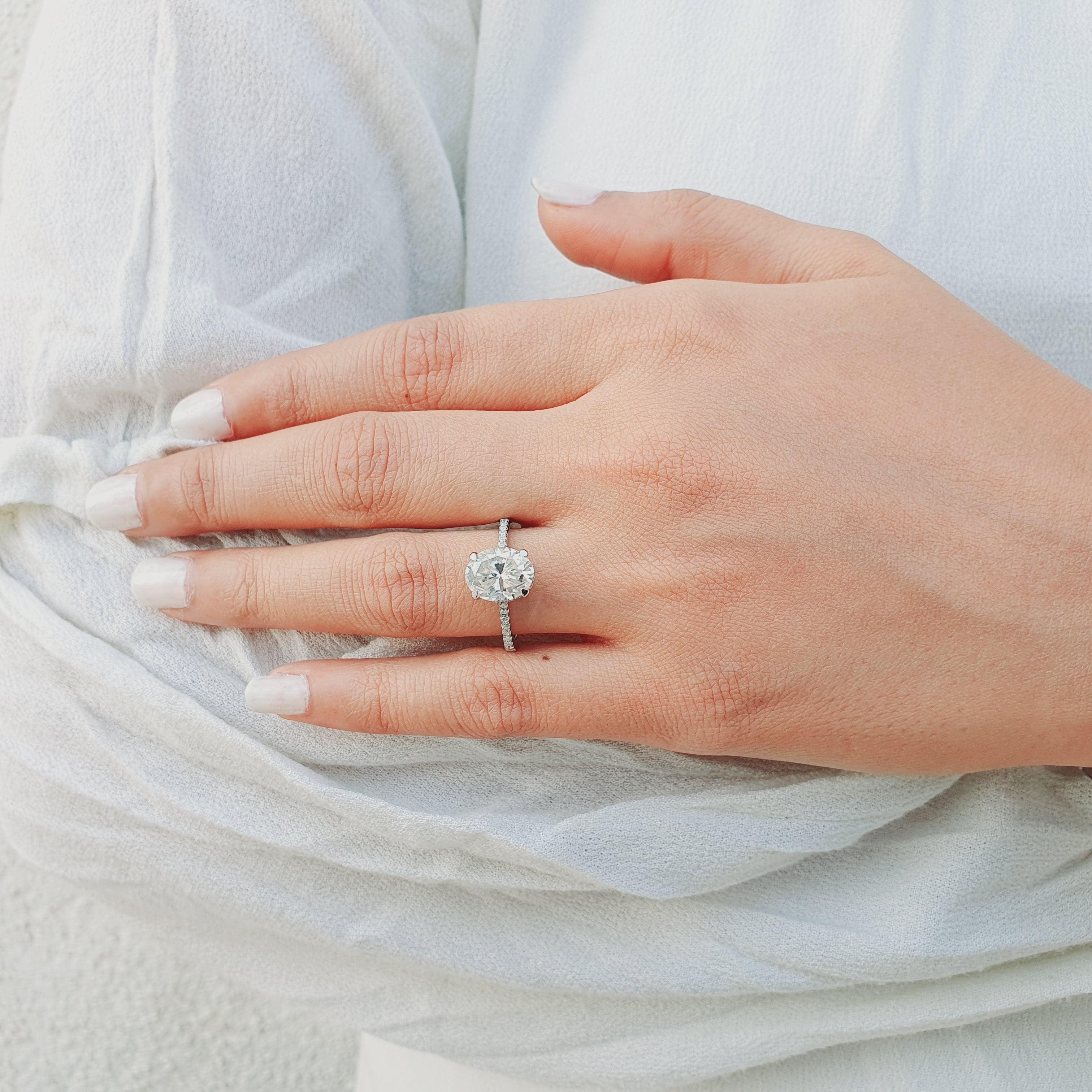 Oval Cut Moissanite Half Eternity Wedding Ring - Eurekalook