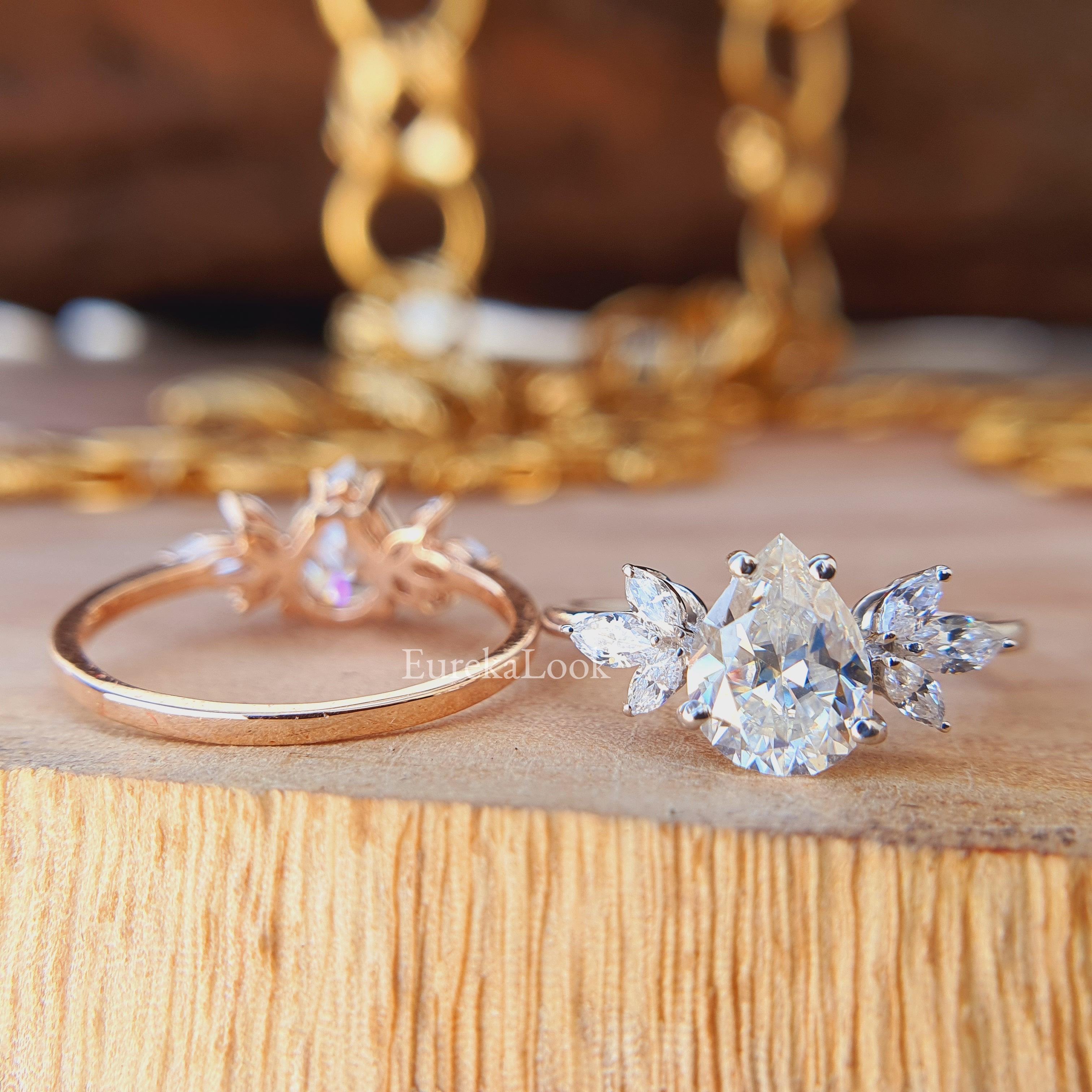 Pear Cut Cluster Diamond Engagement Ring - Eurekalook