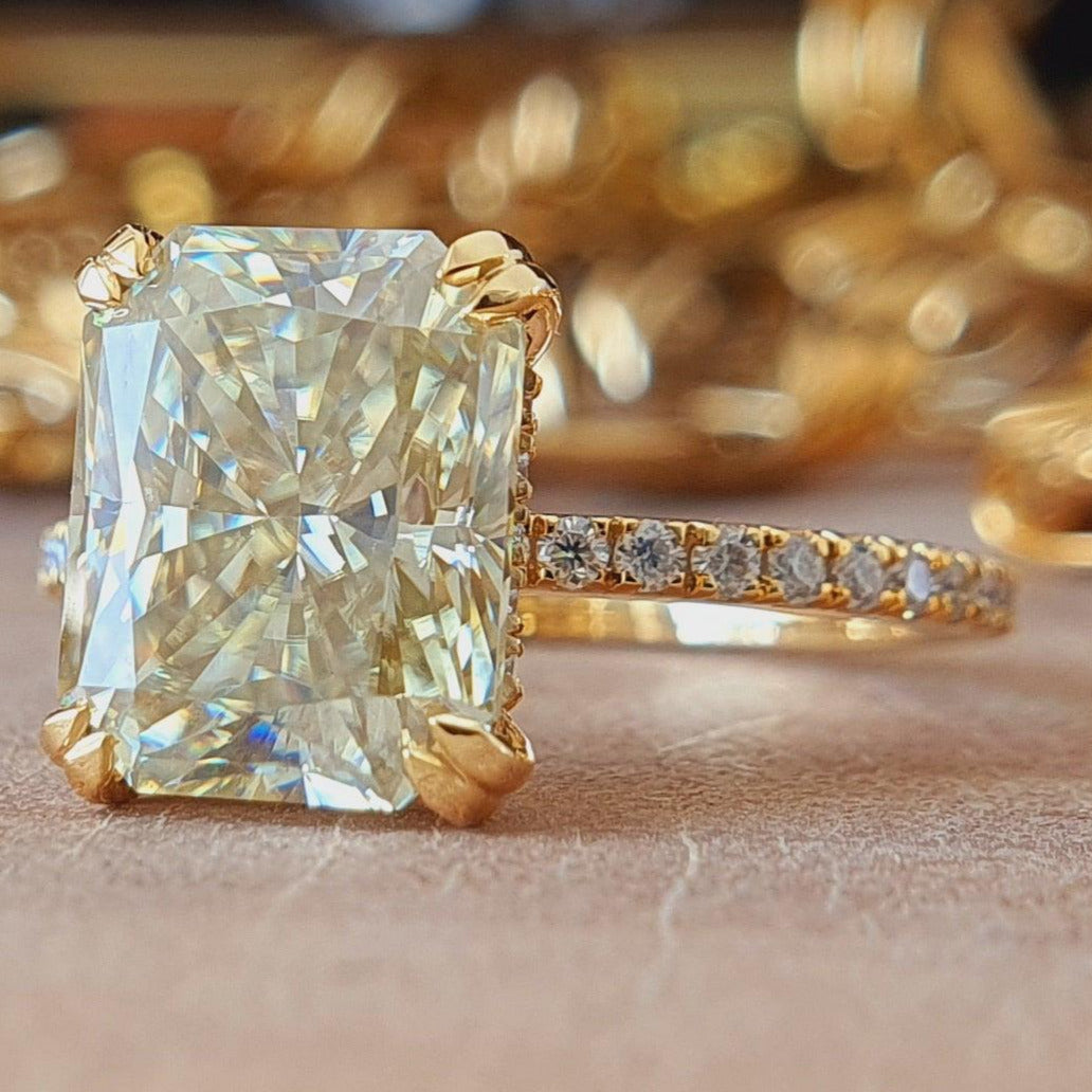 4.60 CT Radiant Cut Yellow Moissanite Solitaire Engagement Ring - Eurekalook